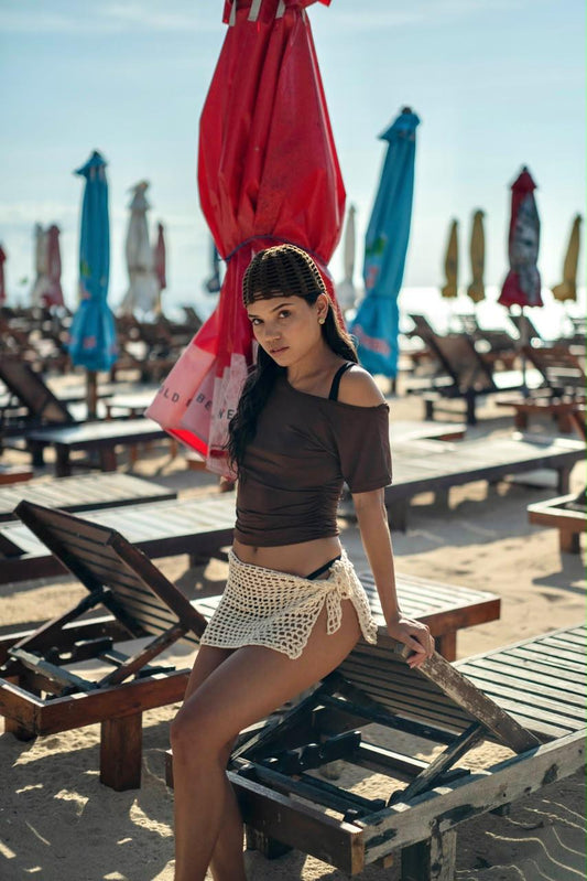 Handmade Crochet Mesh Wrap Skirt